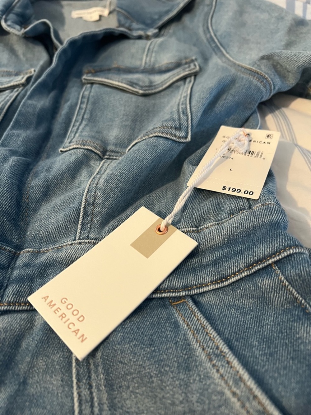 Good American Women's Light Blue Denim Jumpsuit